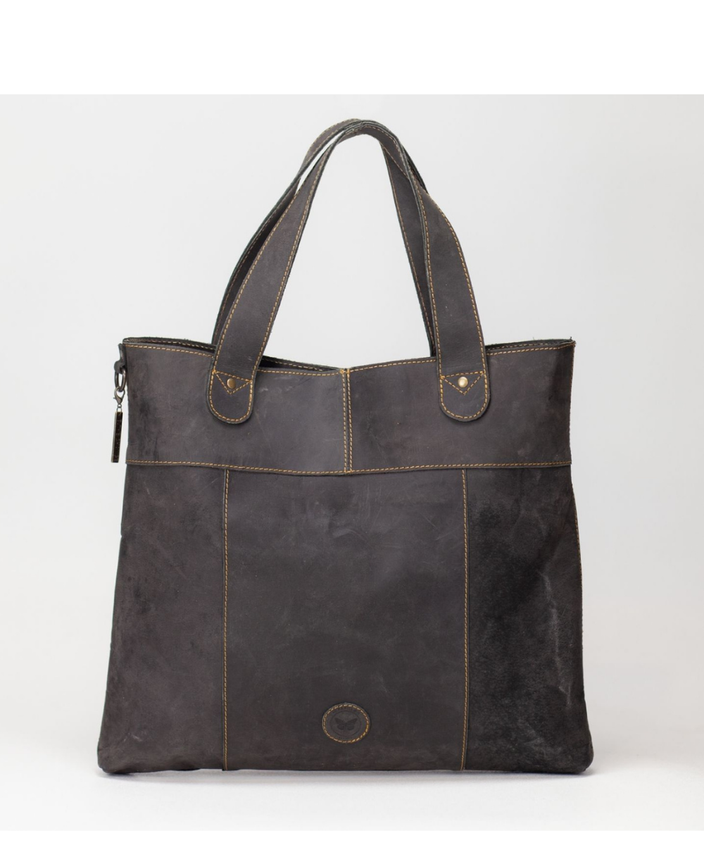 Peppa Black Leather Tote