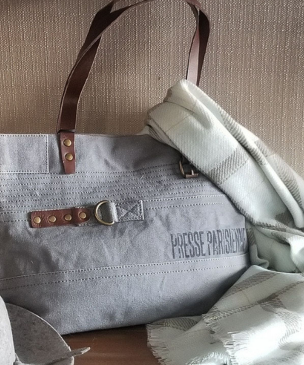 Presse Parisienne  Blue Canvas Handbag
