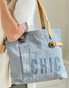 Chic Blue Canvas  Handbag