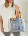 Chic Blue Canvas  Handbag