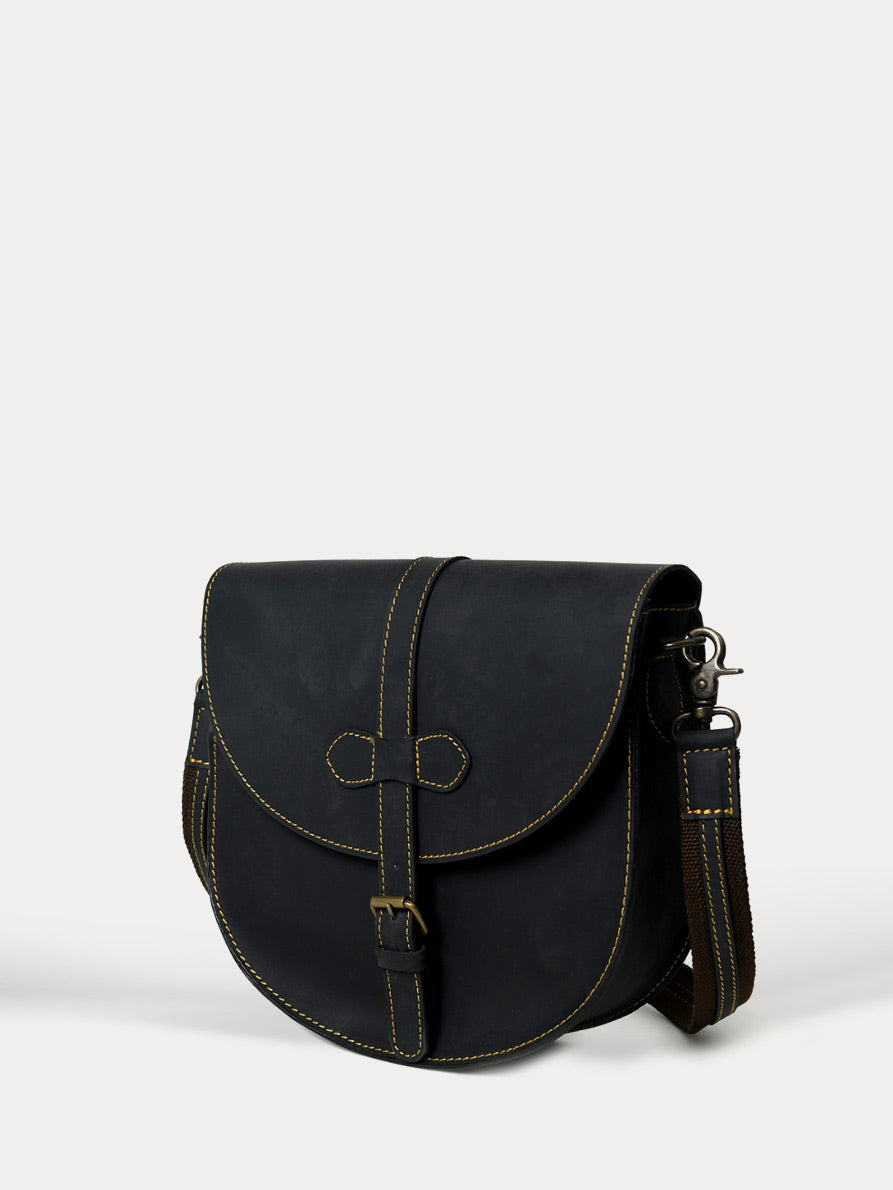 Anna Black Leather Handbag