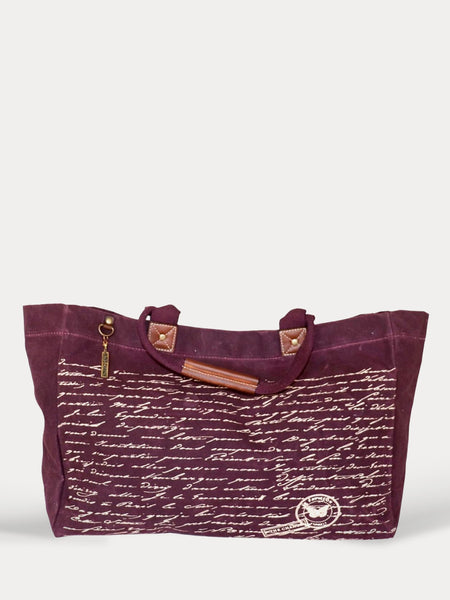 Vintage Letter Burgundy Tote
