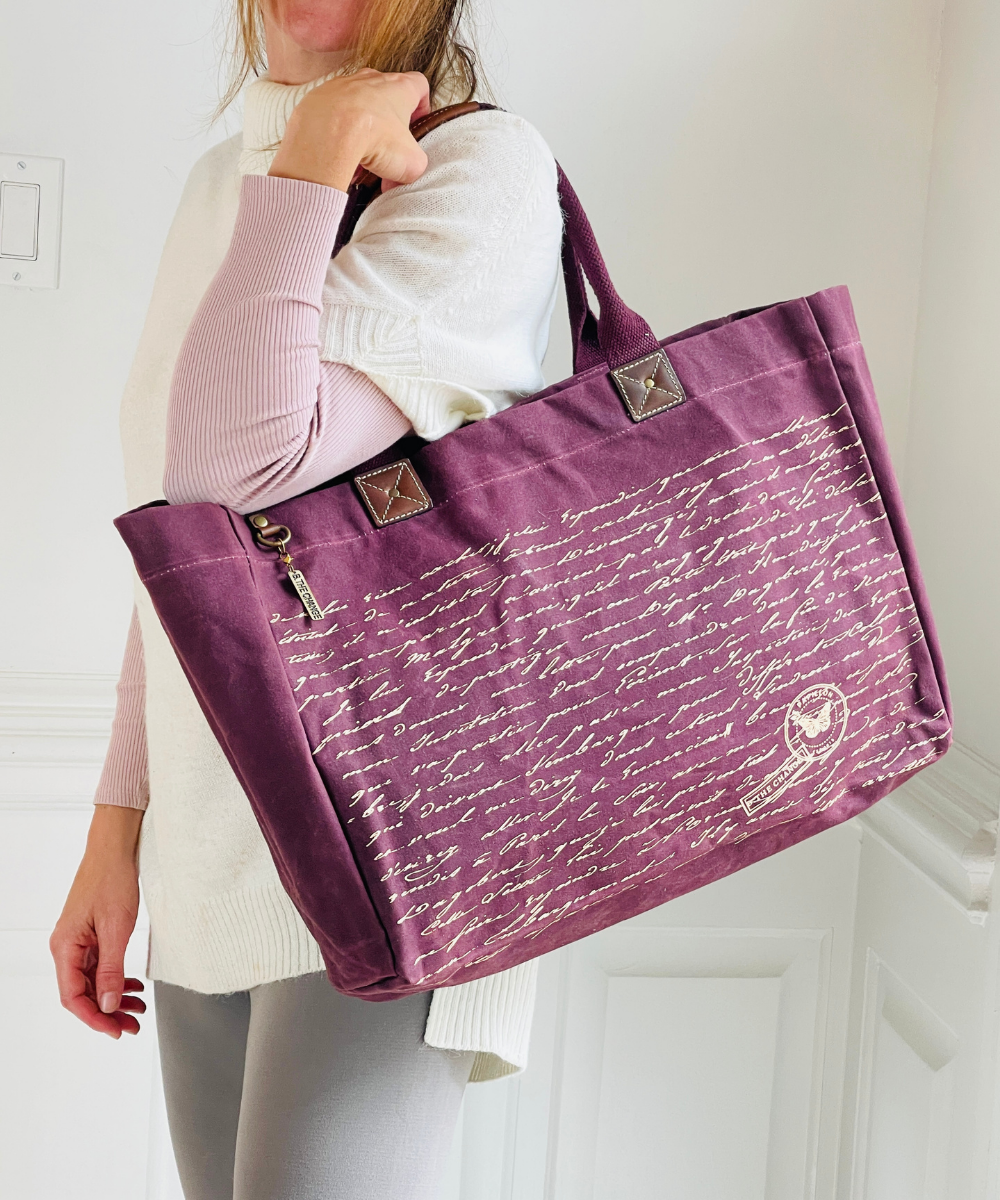 Vintage Letter Burgundy Tote