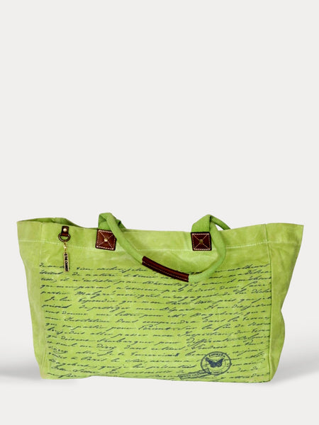 Vintage Letter Green Lime Tote