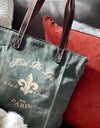 Fleur de Lis Olive Green Tote