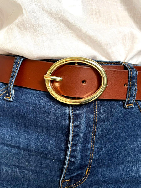 Bristol Oval Cognac Belt