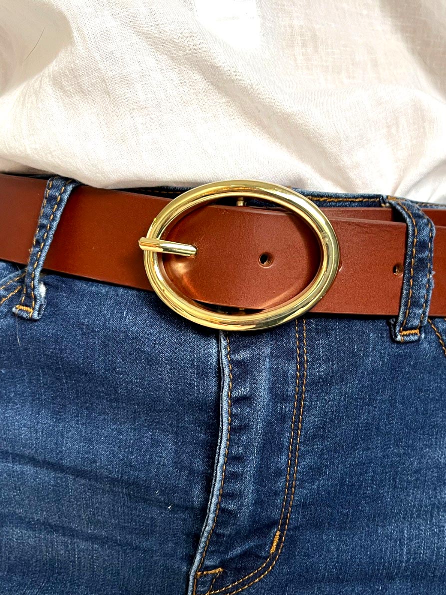 Bristol Oval Cognac Belt