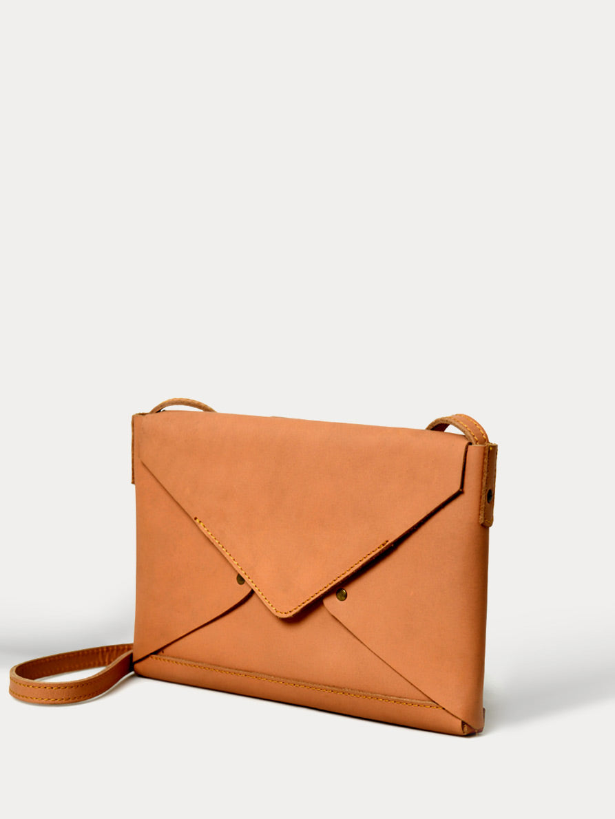 Leather Envelope Crossbody Purse Camel