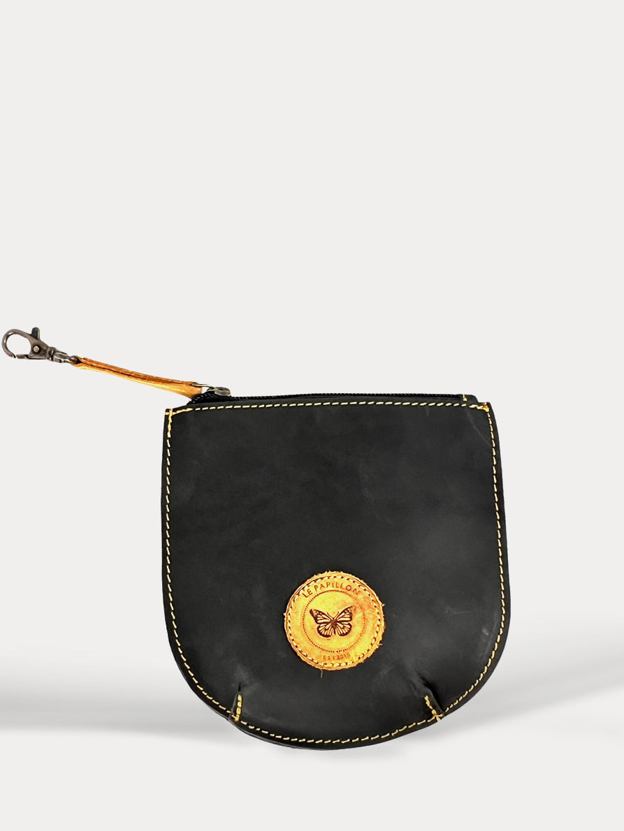 U-Shape Black Leather Pouch