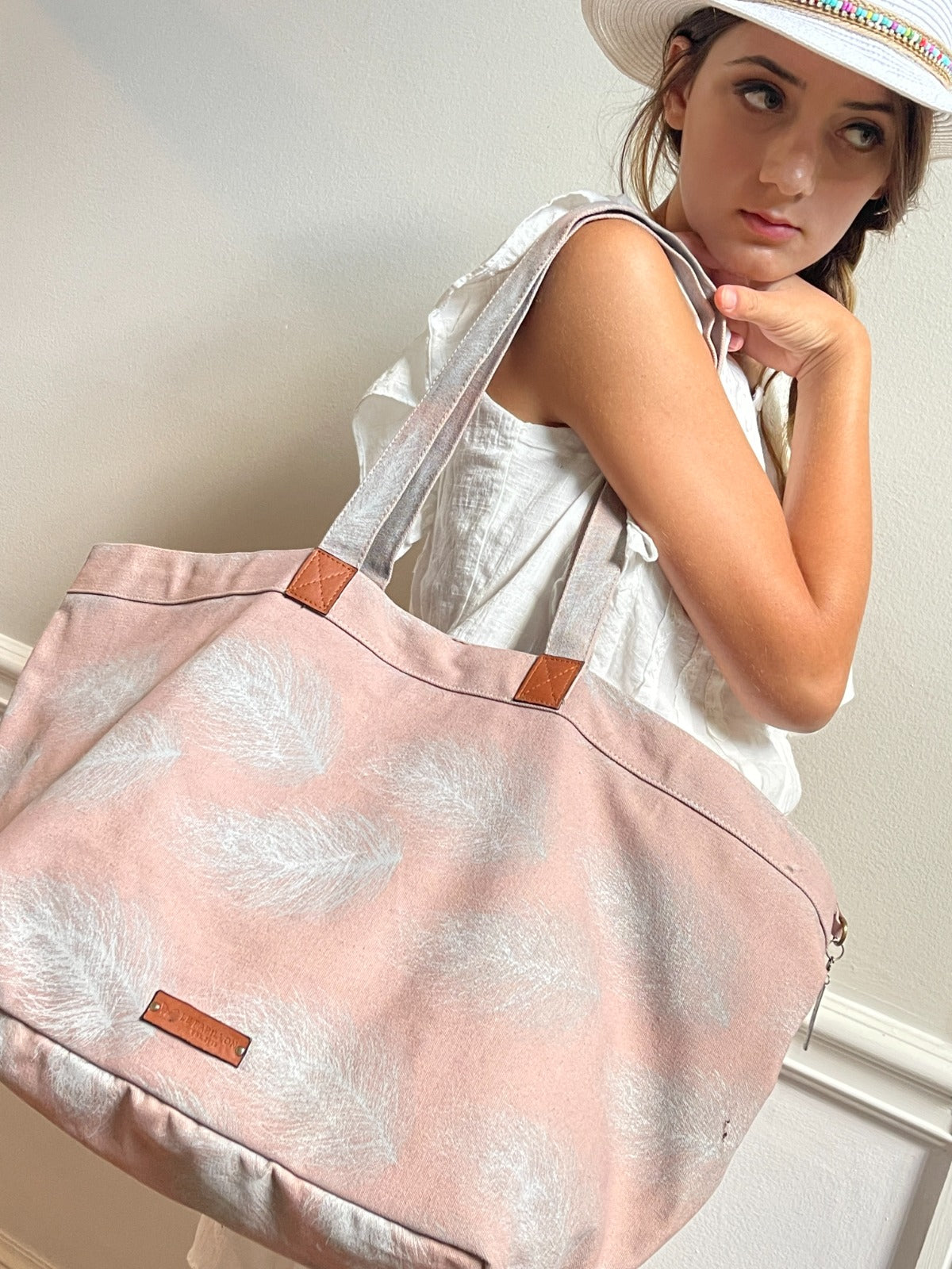 XL Feathers Pink Tote