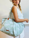 XL Feathers Aqua  Tote